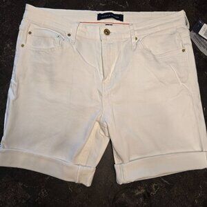 NWT- Tommy Hilfiger White Denim Shorts Cuffed Cotton Stretch Casual WOMENS SZ 10
